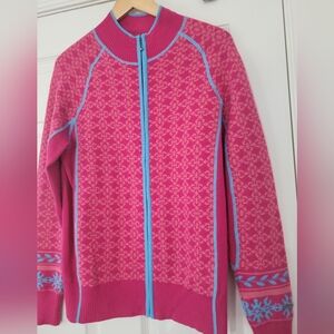 Cabela's Vibrant Pink Cardigan with Blue Details